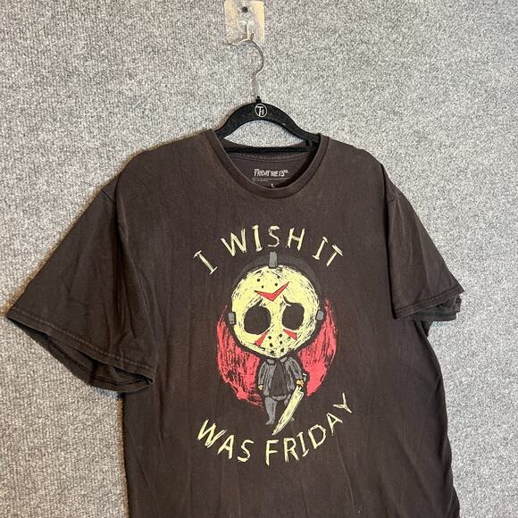 Friday The 13th Shirt Mens Large Black Short Sleeve Tshirt Horror Crewneck Jason - Picture 2 of 7